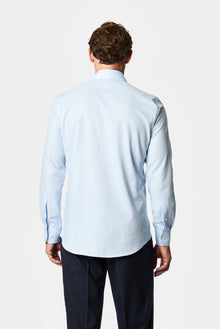 Açık Mavi Uzun Kol Slim Fit Klasik Yaka Ekose %100 Pamuk Gömlek