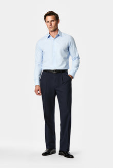 Açık Mavi Uzun Kol Slim Fit Klasik Yaka Ekose %100 Pamuk Gömlek