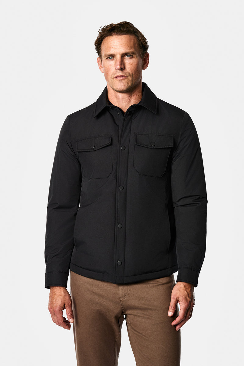 Siyah Regular Fit Gömlek Yaka Çıtçıtlı Mont