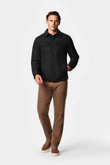 Siyah Regular Fit Gömlek Yaka Çıtçıtlı Mont