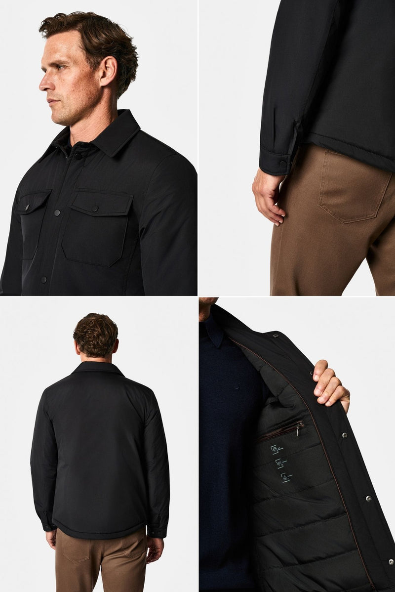 Siyah Regular Fit Gömlek Yaka Çıtçıtlı Mont