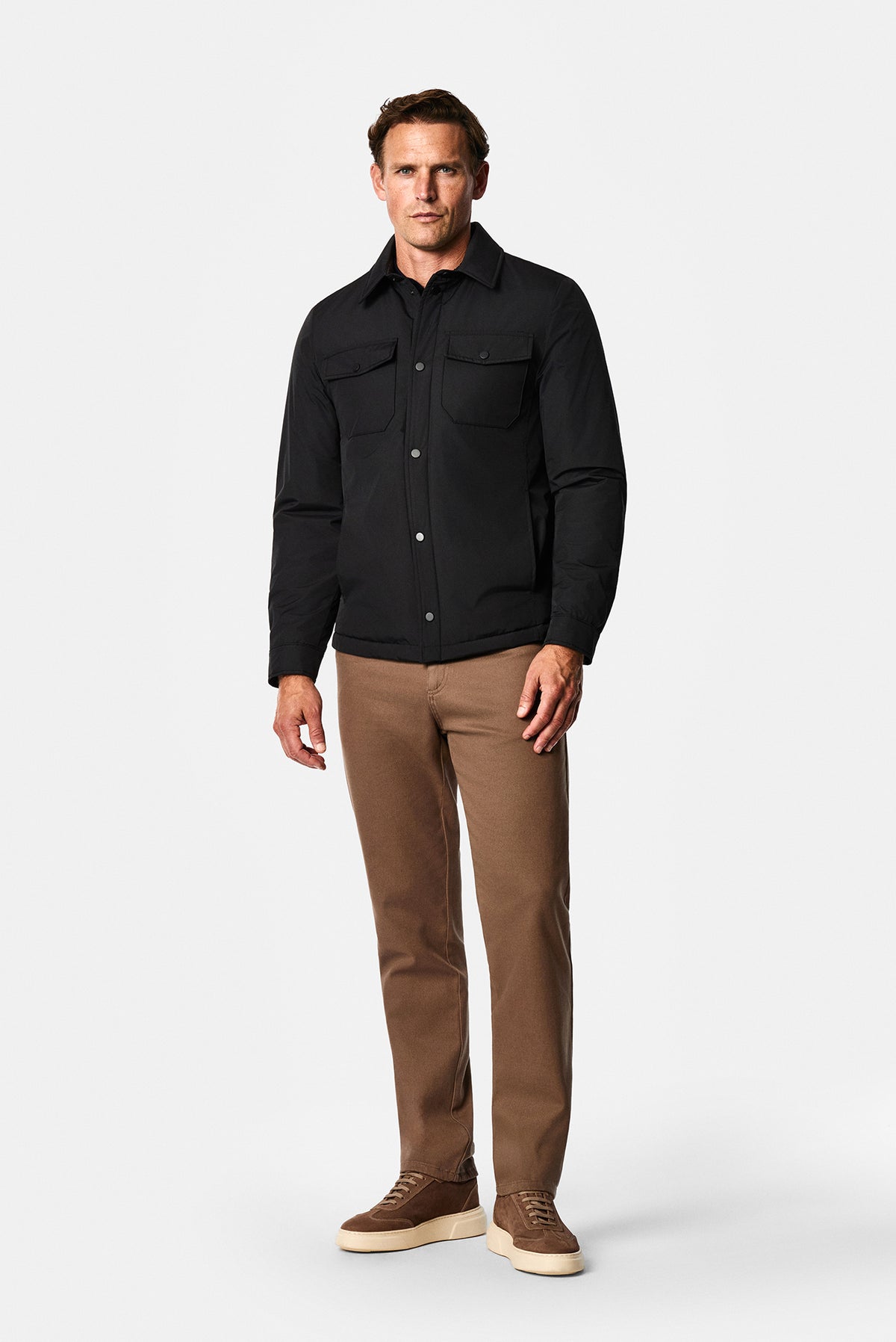 Siyah Regular Fit Gömlek Yaka Çıtçıtlı Mont