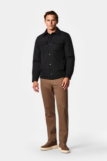 Siyah Regular Fit Gömlek Yaka Çıtçıtlı Mont