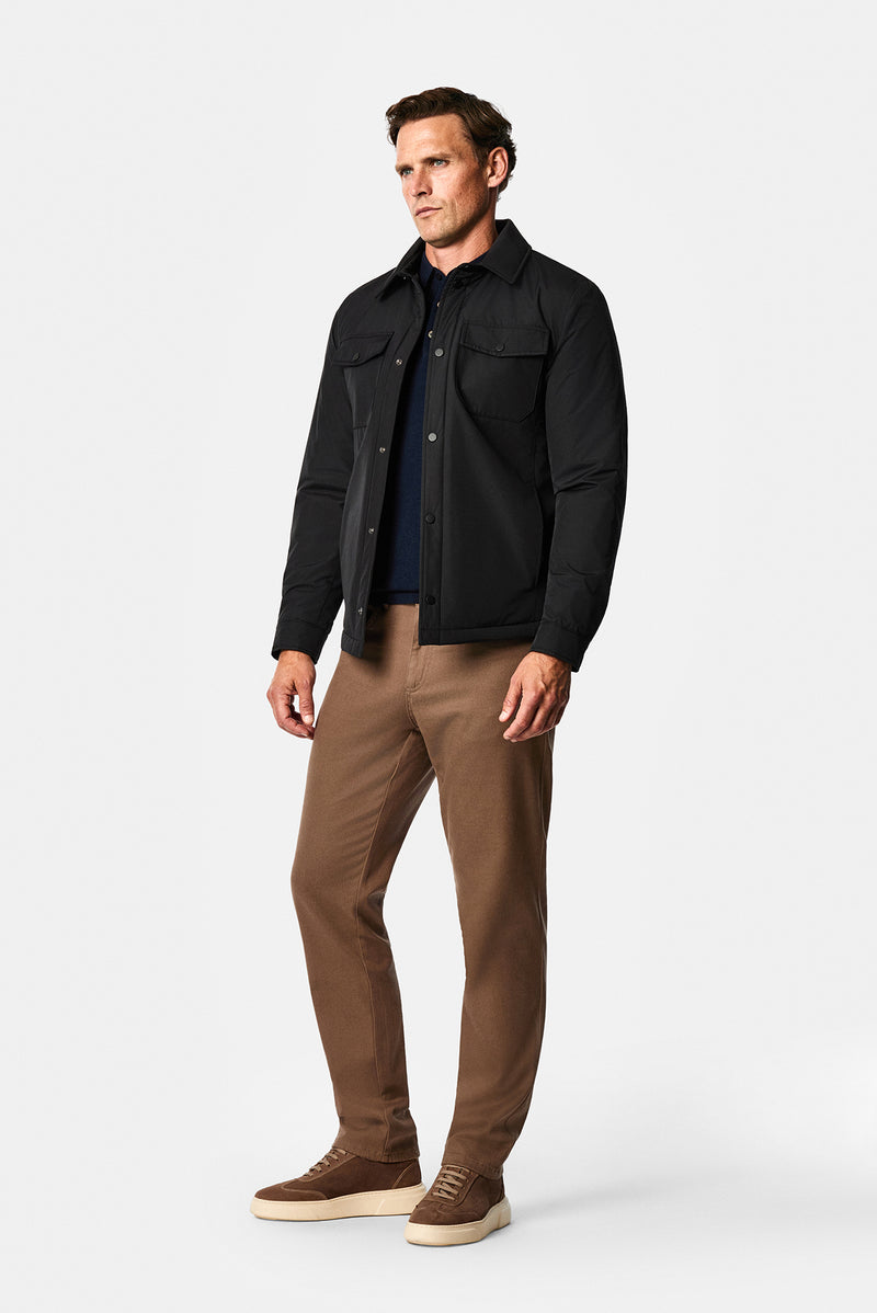 Siyah Regular Fit Gömlek Yaka Çıtçıtlı Mont