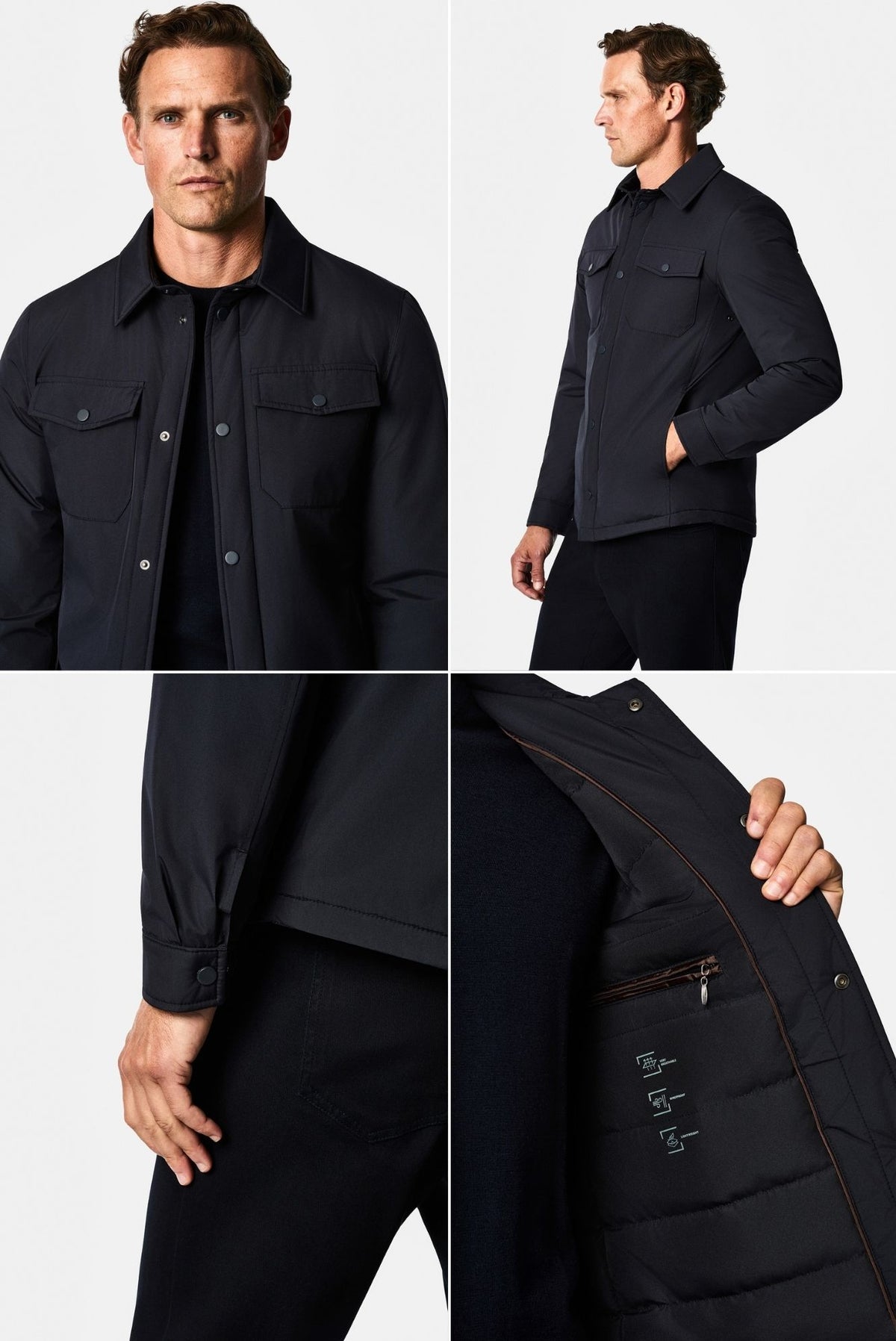 Koyu Lacivert Regular Fit Gömlek Yaka Çıtçıtlı Mont