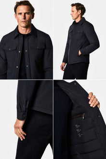 Koyu Lacivert Regular Fit Gömlek Yaka Çıtçıtlı Mont