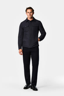 Koyu Lacivert Regular Fit Gömlek Yaka Çıtçıtlı Mont