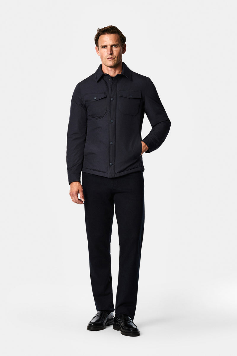Koyu Lacivert Regular Fit Gömlek Yaka Çıtçıtlı Mont