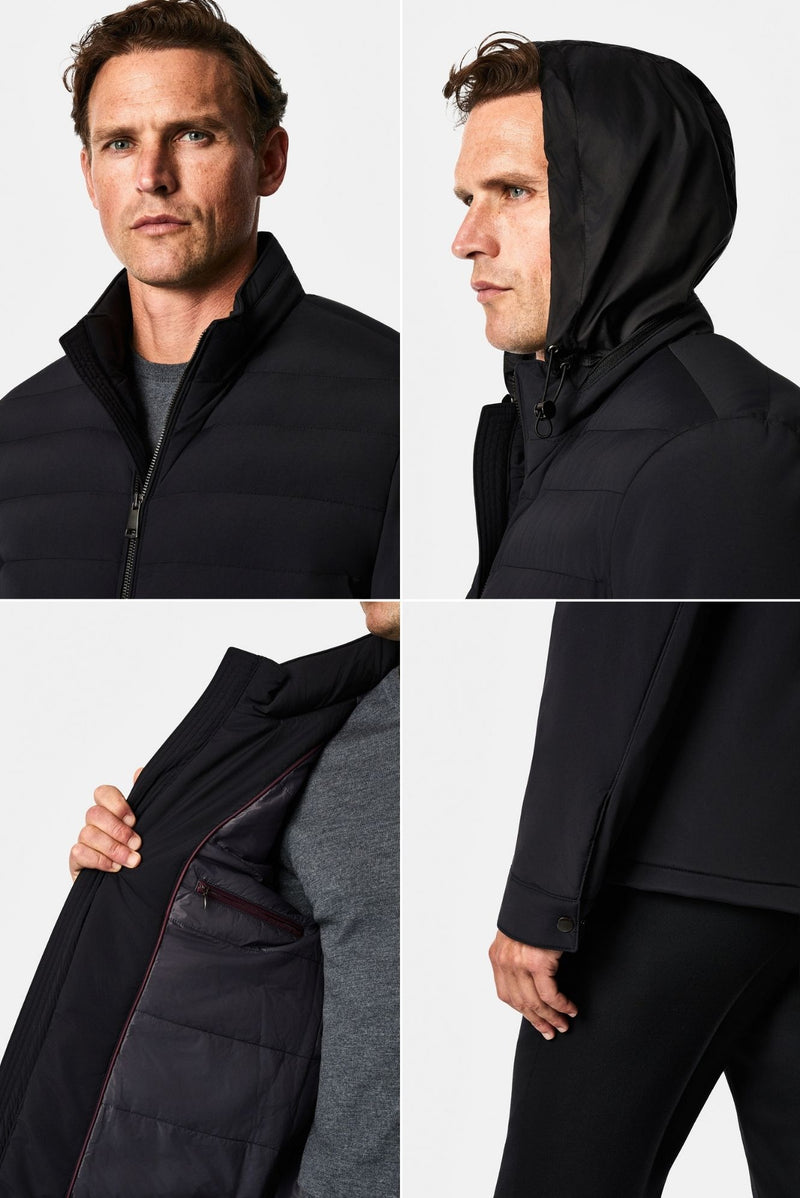 Siyah Regular Fit Dik Yaka Mont