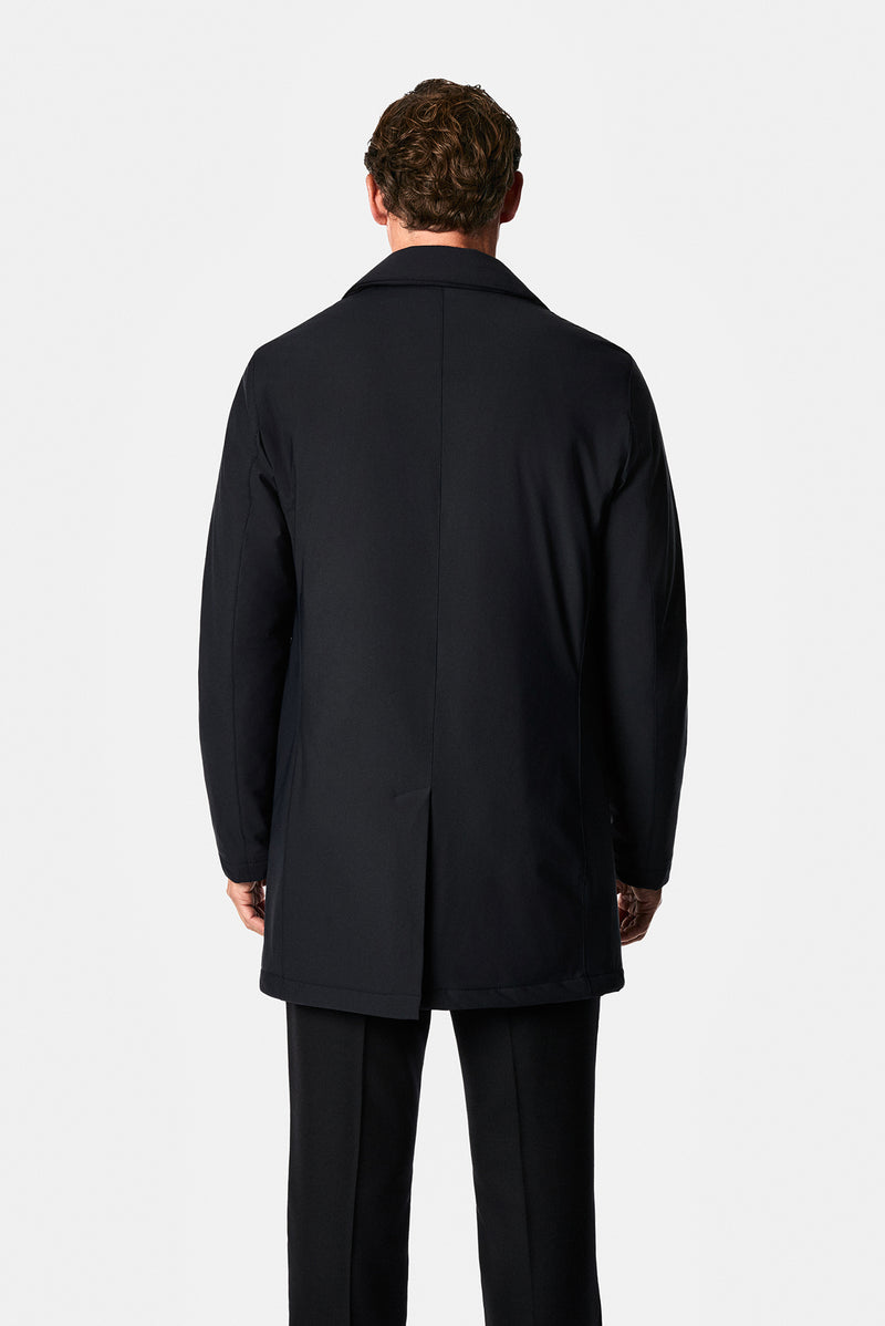 Koyu Lacivert Likralı Esnek Cepli Şişme Spor Kaban