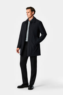 Koyu Lacivert Regular Fit Gömlek Yaka Düz Casual Kaban