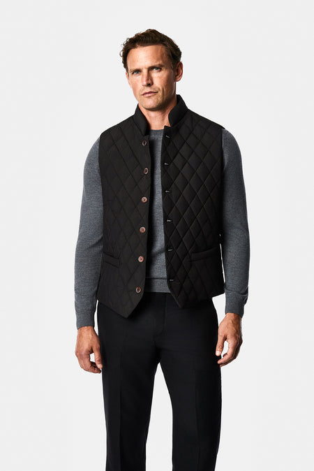 Siyah Regular Fit Dik Yaka Polyester Kapitone Spor Yelek