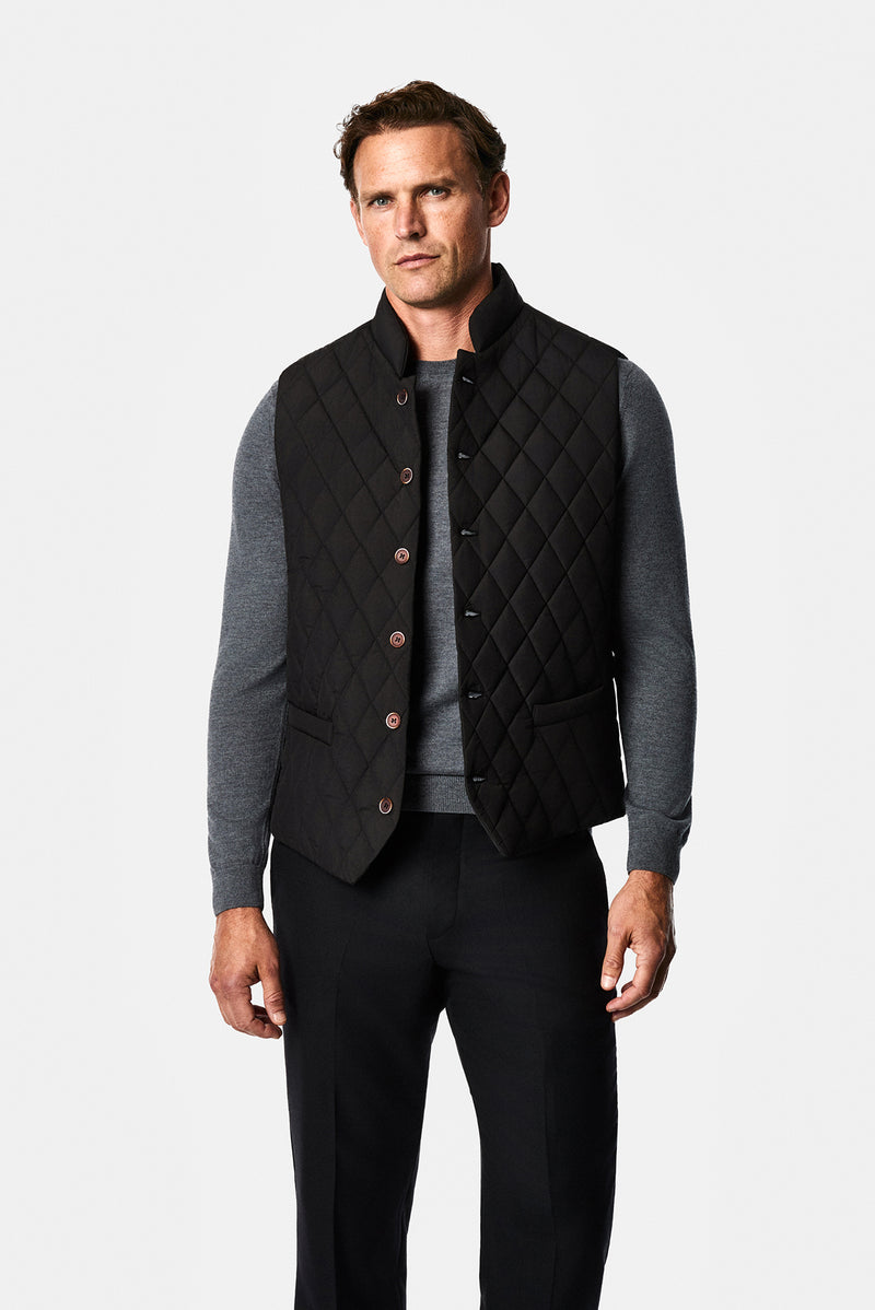Siyah Regular Fit Dik Yaka Polyester Kapitone Spor Yelek
