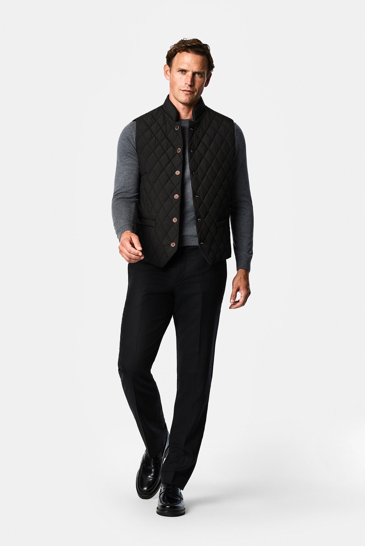 Siyah Regular Fit Dik Yaka Polyester Kapitone Spor Yelek