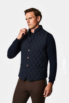 Koyu Lacivert Regular Fit Dik Yaka Polyester Kapitone Spor Yelek