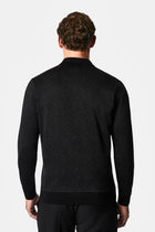Siyah Polo Yaka Regular Fit Desenli Nakışlı %100 Pamuk Merserize Sweatshirt