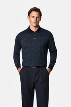 Koyu Lacivert Polo Yaka Regular Fit Desenli Nakışlı %100 Pamuk Merserize Sweatshirt