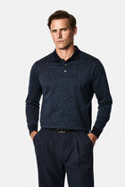 Koyu Lacivert Polo Yaka Regular Fit Desenli Nakışlı %100 Pamuk Merserize Sweatshirt