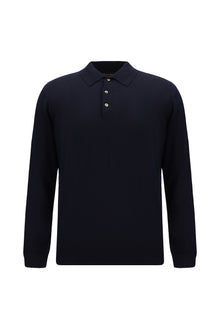 Koyu Lacivert Polo Yaka Regular Fit Yün Triko Kazak