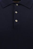 Koyu Lacivert Polo Yaka Regular Fit Dü?meli Nak??l? Yün Triko Kazak-Abdullah Ki??l?