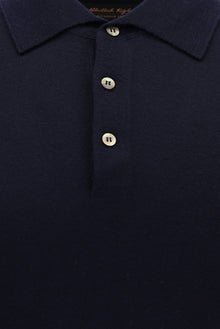 Koyu Lacivert Polo Yaka Regular Fit Dü?meli Nak??l? Yün Triko Kazak-Abdullah Ki??l?