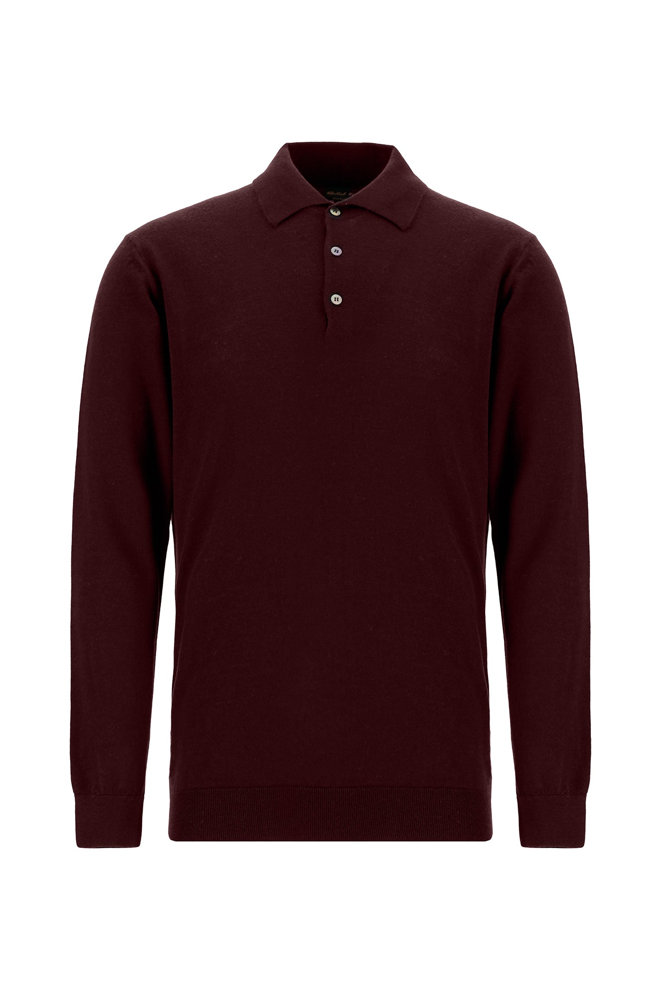 Koyu Bordo Polo Yaka Regular Fit Yün Triko Kazak