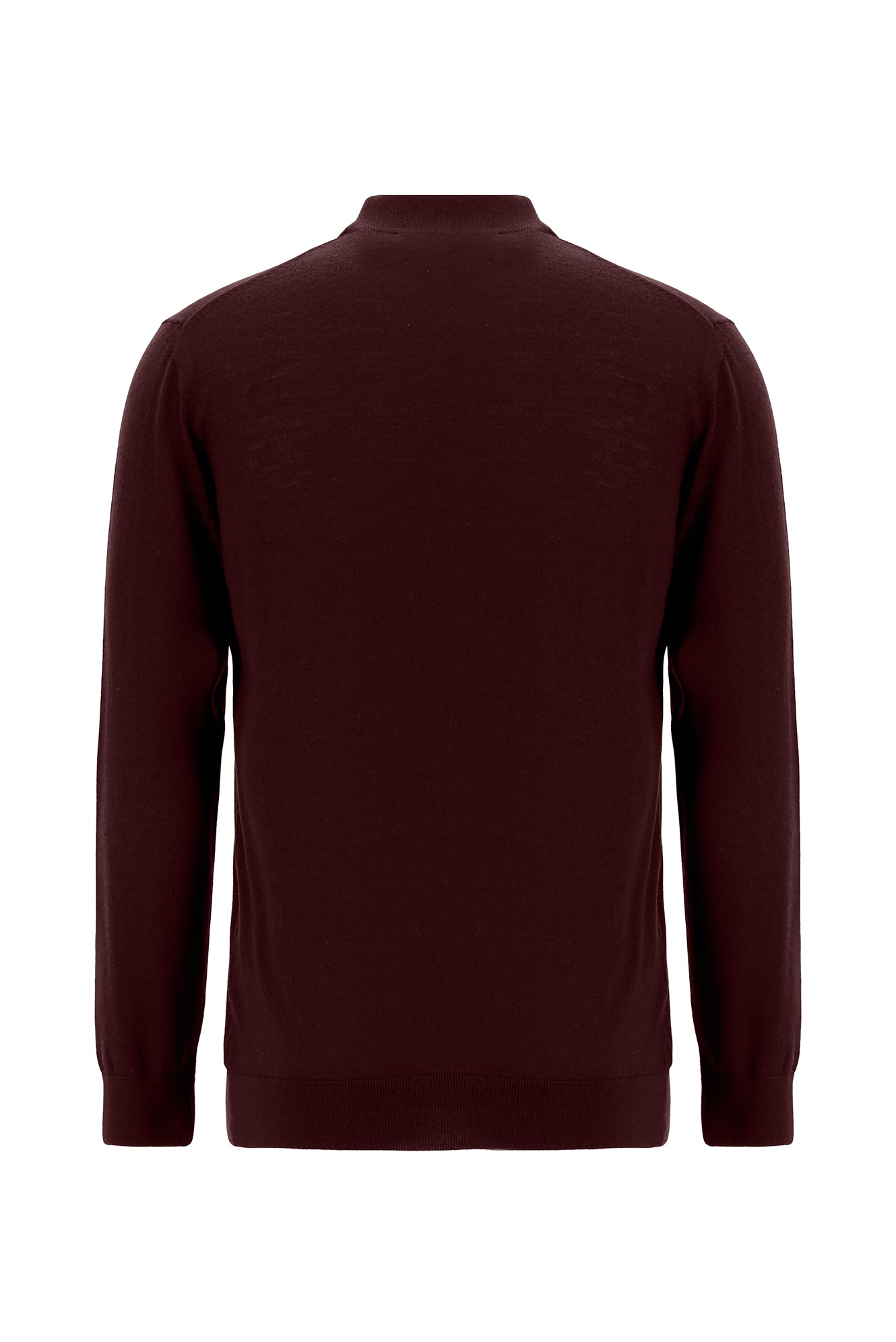 Koyu Bordo Polo Yaka Regular Fit Yün Triko Kazak