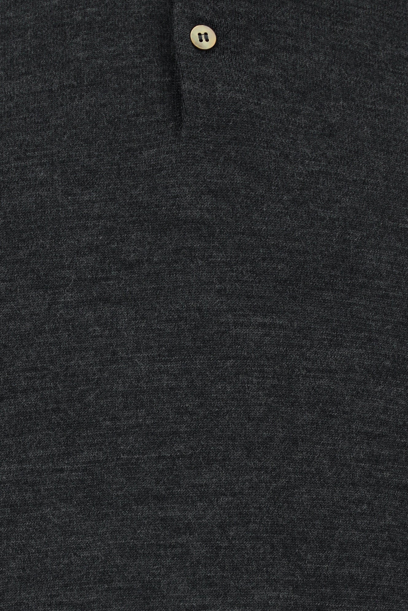 Koyu Antrasit Melanj Polo Yaka Regular Fit Düğmeli Nakışlı Yün Triko Kazak