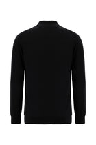 Siyah Polo Yaka Regular Fit Yünlü Kaşmirli Triko Kazak