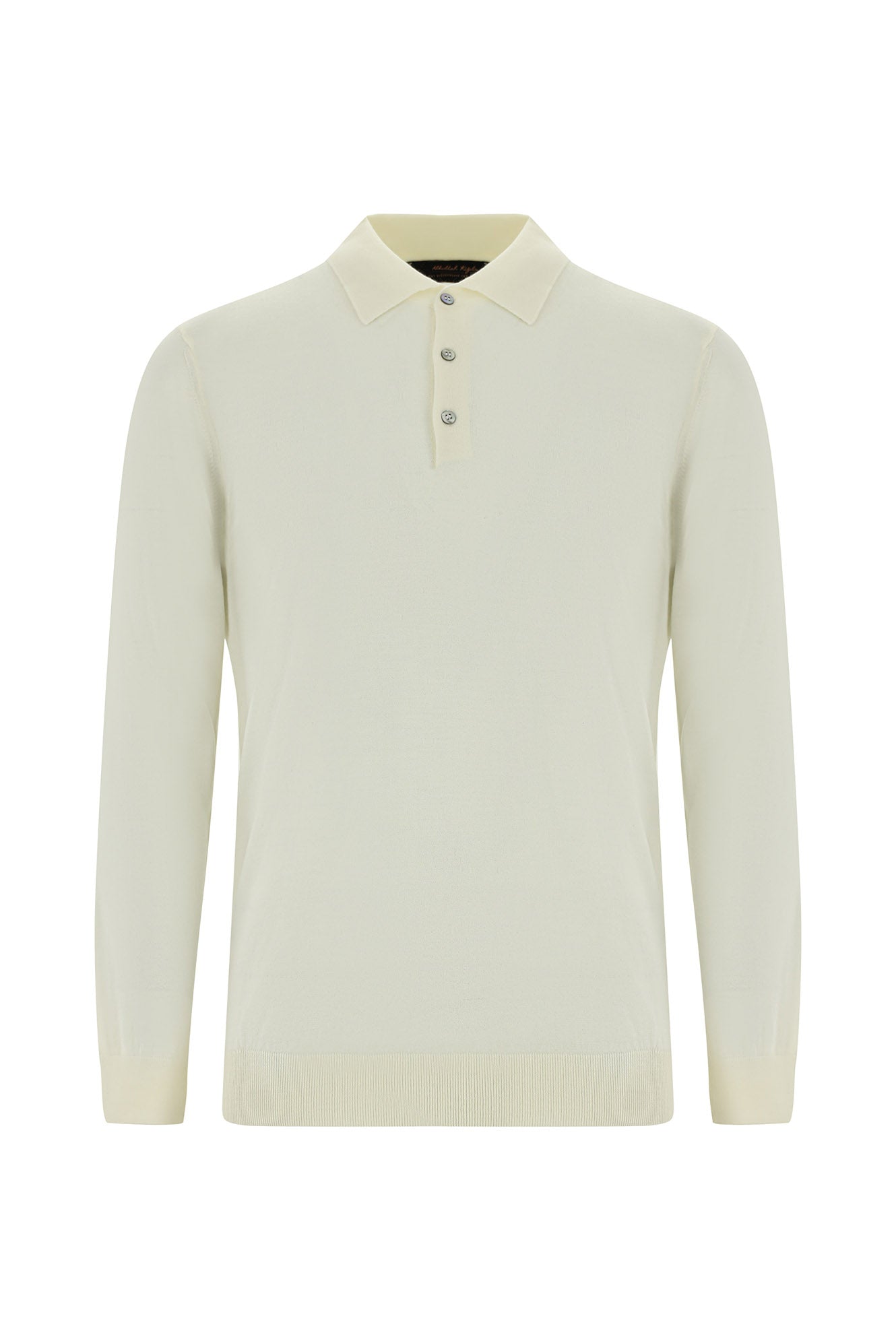 Ekru Polo Yaka Regular Fit Yünlü Kaşmirli Triko Kazak