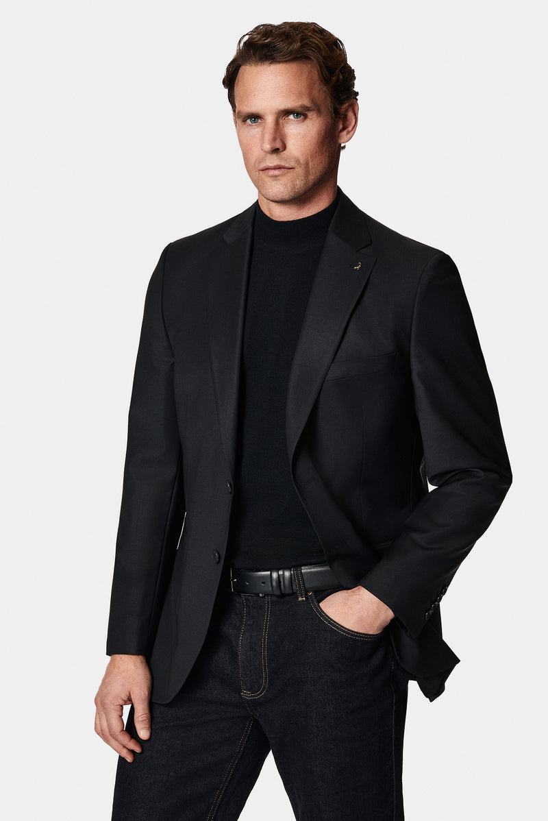 Siyah Yarım Balıkçı Yaka Regular Fit Yün Triko Kazak