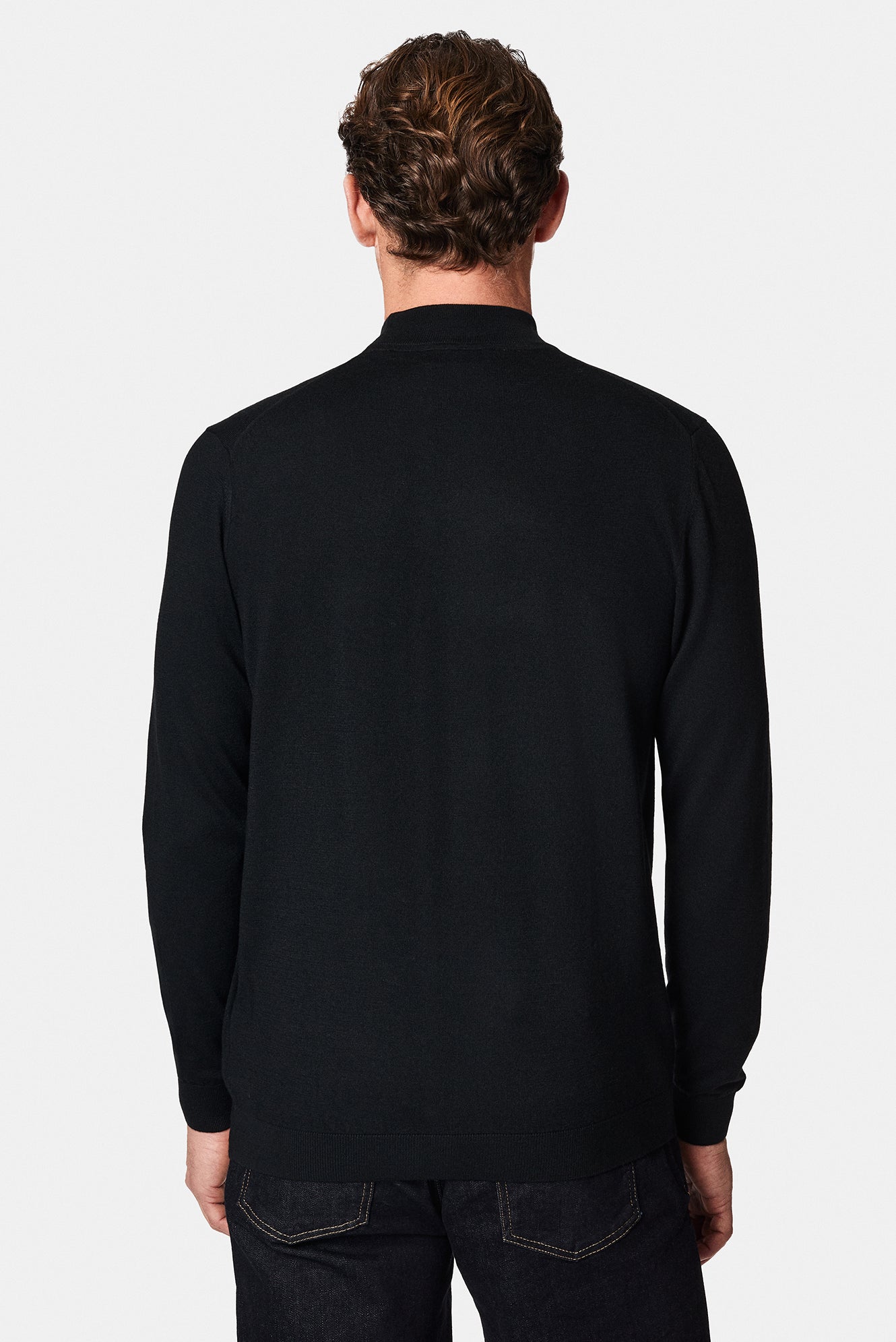 Siyah Yarım Balıkçı Yaka Regular Fit Yün Triko Kazak