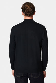 Siyah Yarım Balıkçı Yaka Regular Fit Yün Triko Kazak