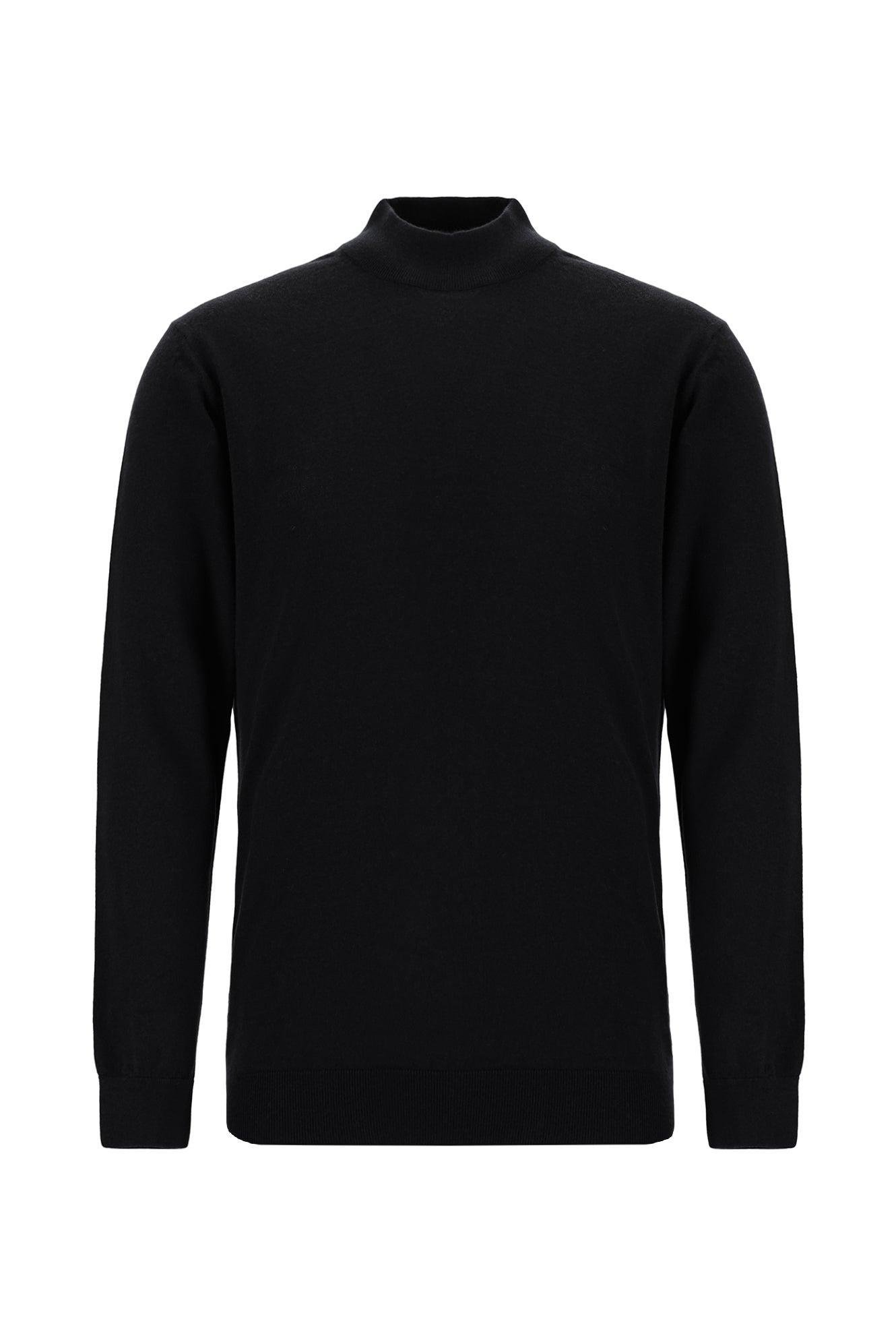 Siyah Yarım Balıkçı Yaka Regular Fit Yün Triko Kazak