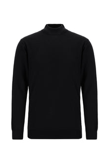 Siyah Yarım Balıkçı Yaka Regular Fit Yün Triko Kazak