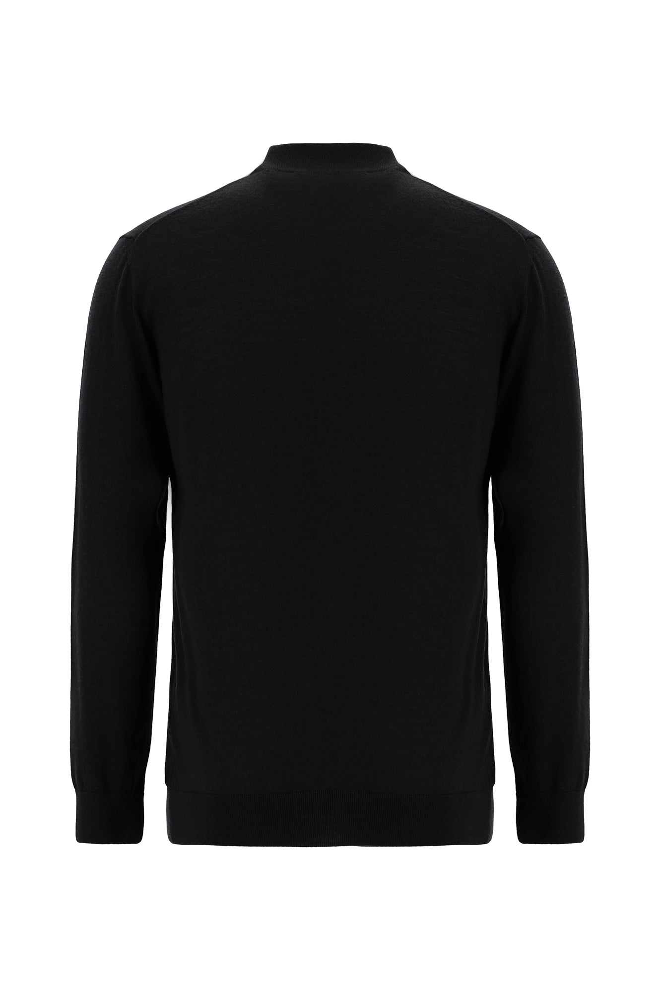 Siyah Yarım Balıkçı Yaka Regular Fit Yün Triko Kazak