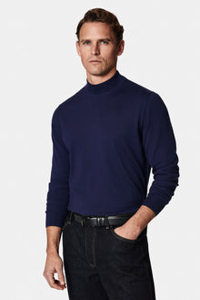 Açık Lacivert Yarım Balıkçı Yaka Regular Fit Yün Triko Kazak