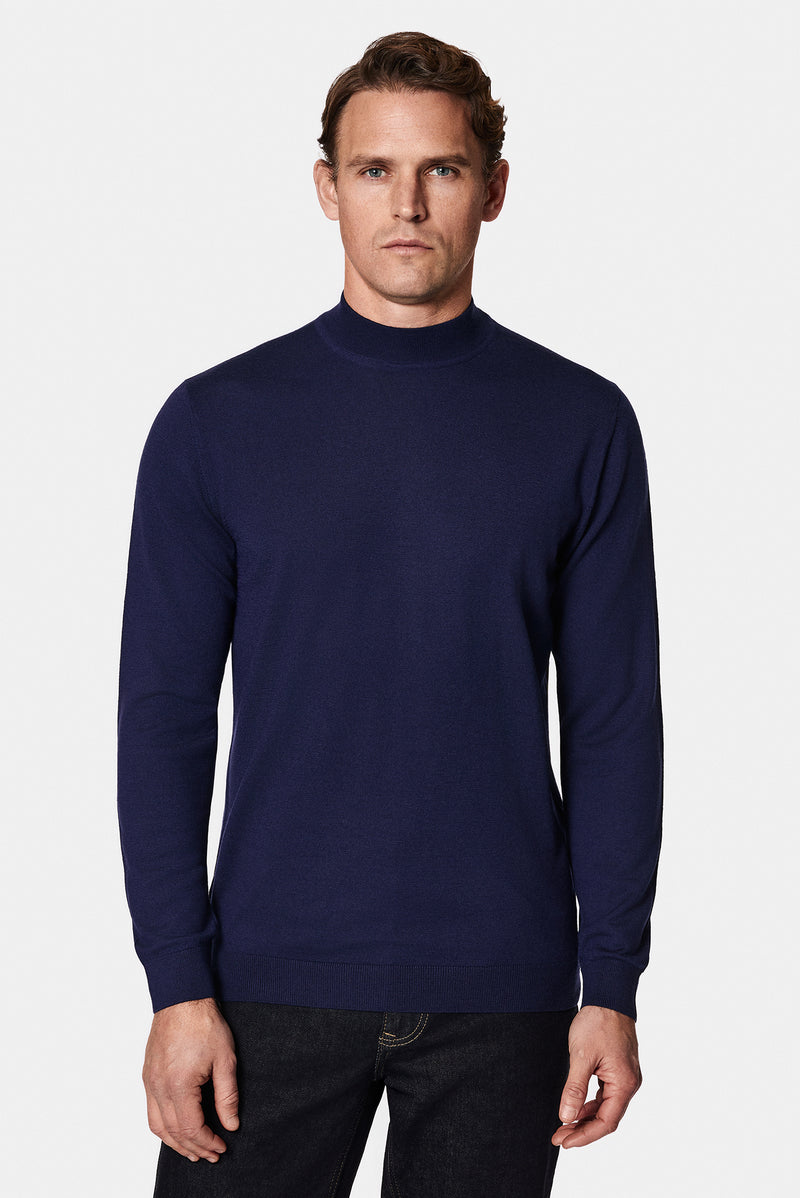 Açık Lacivert Yarım Balıkçı Yaka Regular Fit Yün Triko Kazak