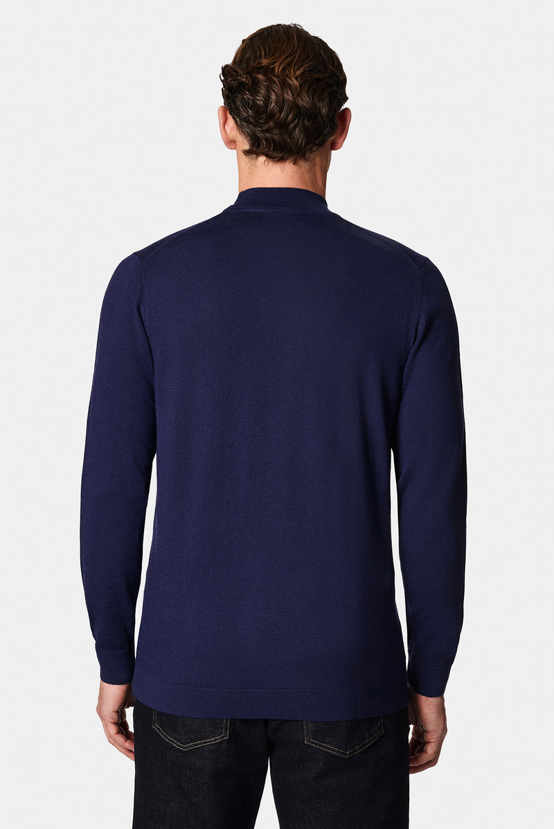 Açık Lacivert Yarım Balıkçı Yaka Regular Fit Yün Triko Kazak