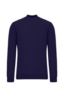 Açık Lacivert Yarım Balıkçı Yaka Regular Fit Yün Triko Kazak