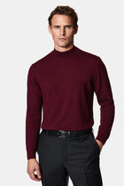 Koyu Bordo Yar?m Bal?kç? Yaka Regular Fit Yün Triko Kazak-Abdullah Ki??l?