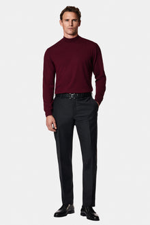 Koyu Bordo Yar?m Bal?kç? Yaka Regular Fit Yün Triko Kazak-Abdullah Ki??l?