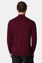 Koyu Bordo Yar?m Bal?kç? Yaka Regular Fit Yün Triko Kazak-Abdullah Ki??l?