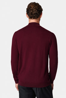 Koyu Bordo Yar?m Bal?kç? Yaka Regular Fit Yün Triko Kazak-Abdullah Ki??l?