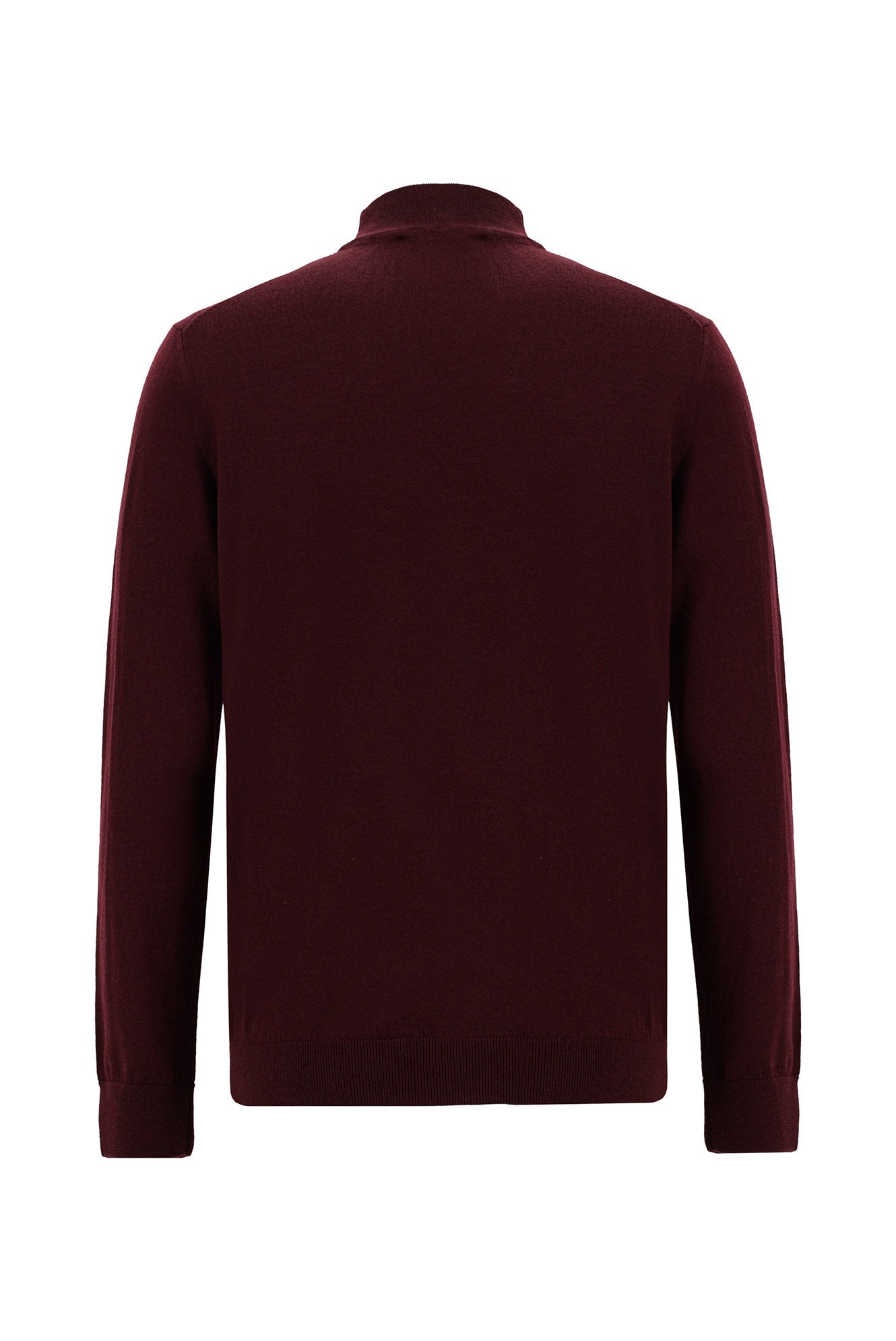 Koyu Bordo Yar?m Bal?kç? Yaka Regular Fit Yün Triko Kazak-Abdullah Ki??l?