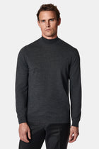 Koyu Antrasit Melanj Yarım Balıkçı Yaka Regular Fit Yün Triko Kazak