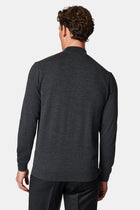 Koyu Antrasit Melanj Yarım Balıkçı Yaka Regular Fit Yün Triko Kazak