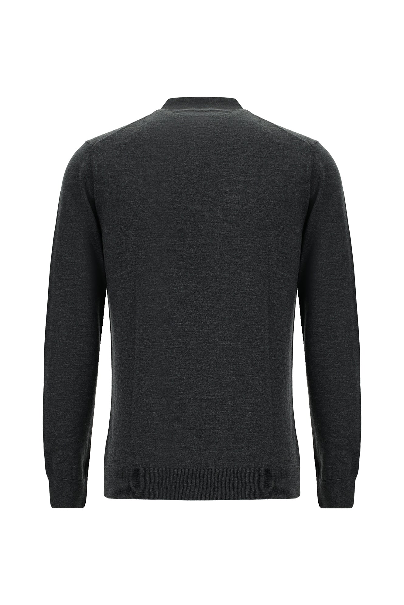 Koyu Antrasit Melanj Yarım Balıkçı Yaka Regular Fit Yün Triko Kazak