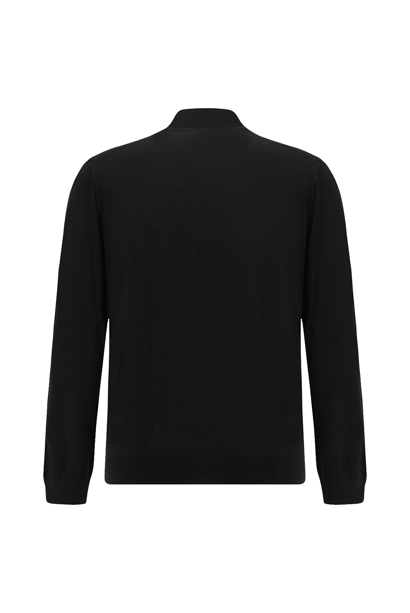 Siyah Yarım Balıkçı Yaka Regular Fit Fermuarlı Pamuklu Kaşmirli Triko Kazak