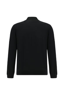 Siyah Yarım Balıkçı Yaka Regular Fit Fermuarlı Pamuklu Kaşmirli Triko Kazak